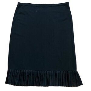 BCBG Black Lace Ruffle Bottom Pull On Slip Pencil Skirt 90's Vintage Medium